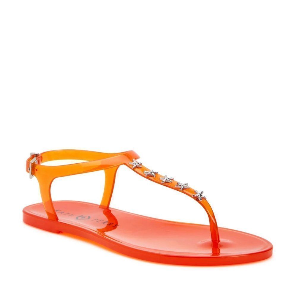 Katy Perry The Geli Star Fish Stud Orange Thong Jelly Sandals